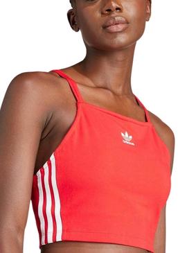 Top Adidas Stripe Vermelho Para Mulheres