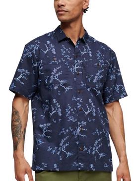 Camisa Superdry Beach Azul Marinho Para Homem