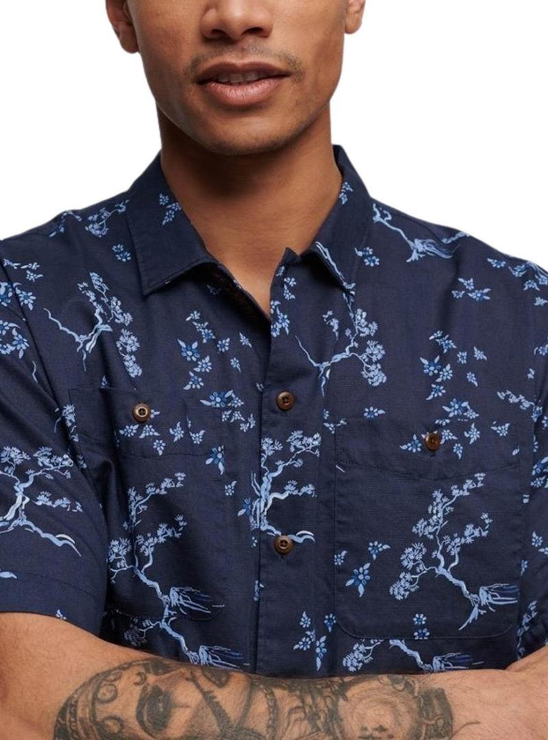 Camisa Superdry Beach Azul Marinho Para Homem