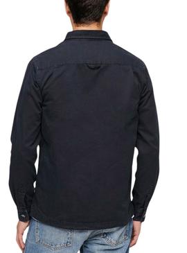 Camisa de trabalho Superdry Workwear azul marinho para homem