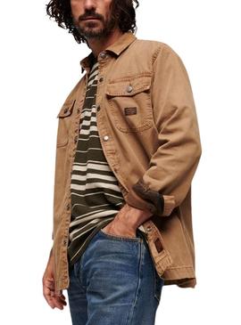 Camisa de trabalho Superdry marrom para homens.