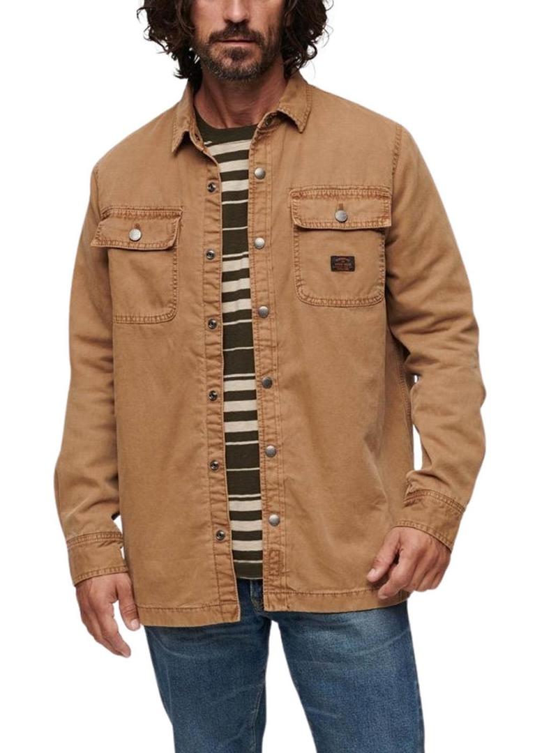 Camisa de trabalho Superdry marrom para homens.
