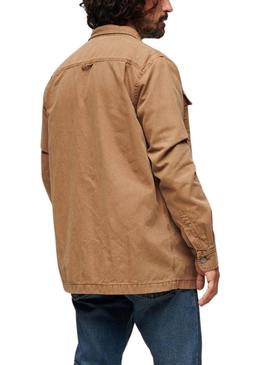 Camisa de trabalho Superdry marrom para homens.