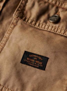 Camisa de trabalho Superdry marrom para homens.