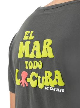 Camiseta  El Pulpo em Relevo Cinza para Homem
