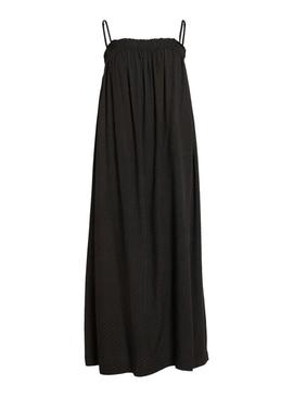 Vestido Vila Vikvinne Midi Preto Para Mulher