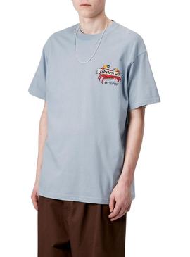 Camiseta Carhartt Crab Paint azul para homem.