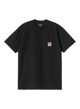 Camisa Carhartt Pocket Heart preta para homem.