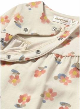 Pijama Mayoral comprido pêssego bege para bebê.