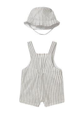  Jumpsuit Mayoral boné listrado natural bege para bebê.