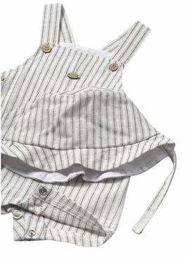  Jumpsuit Mayoral boné listrado natural bege para bebê.