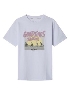 Camiseta Pepe Jeans Frankie branca para menino.