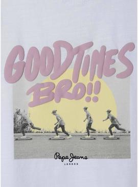 Camiseta Pepe Jeans Frankie branca para menino.