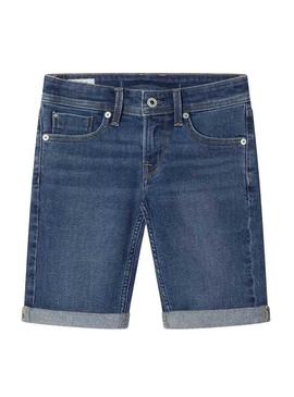 Bermudas Pepe Jeans Slim em denim azul para menino.
