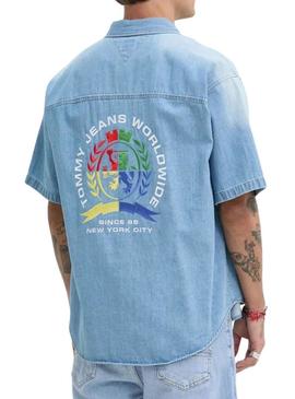 Camisa Tommy Jeans Crest Denim para homem