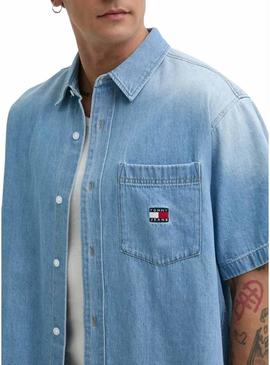 Camisa Tommy Jeans Crest Denim para homem