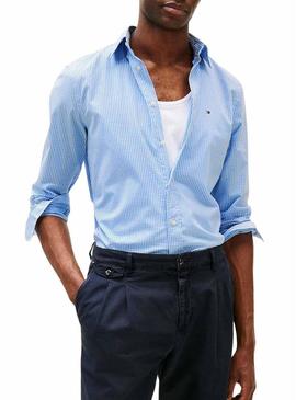 Camisa Tommy Hilfiger Gingham azul para homem.