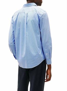 Camisa Tommy Hilfiger Gingham azul para homem.