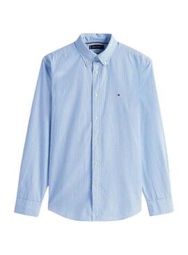 Camisa Tommy Hilfiger Gingham azul para homem.