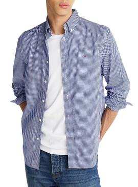 Camisa Tommy Hilfiger Gingham marinho para homem.