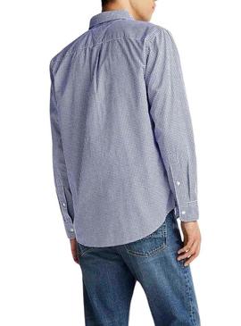 Camisa Tommy Hilfiger Gingham marinho para homem.