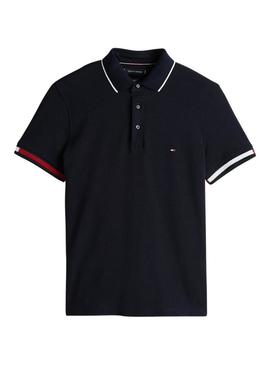 Polo Tommy Hilfiger Flag Cuff azul marinho para homem.