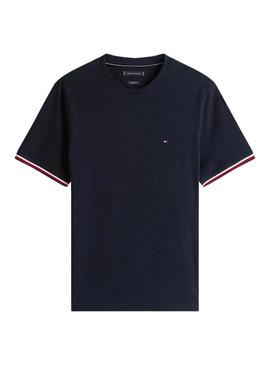 Camiseta listrada global azul Tommy Hilfiger para homem.