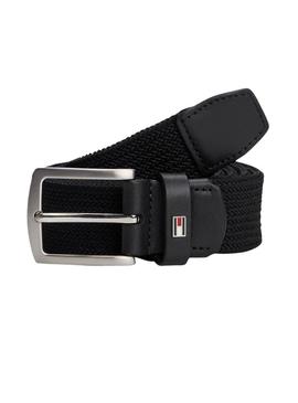 Cinto elástico Tommy Hilfiger Denton preto para homem.
