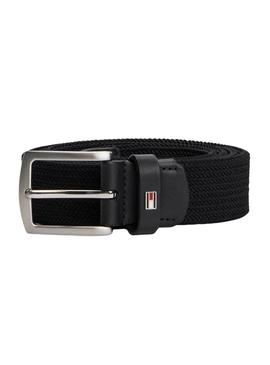 Cinto elástico Tommy Hilfiger Denton preto para homem.