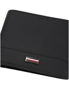 Carteira Tommy Hilfiger Corp preta para homens.
