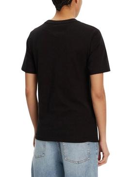 Camisa Tommy Jeans cor Varsity preta para mulher