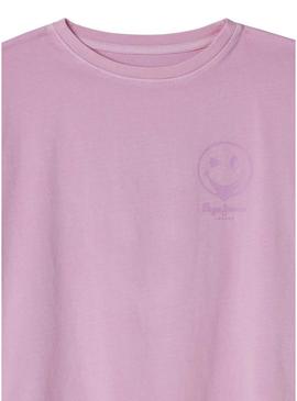 Camiseta Pepe Jeans Colette rosa para menina.