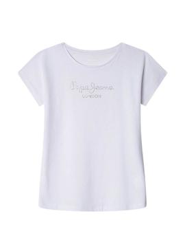 Camiseta Pepe Jeans Nuria branca para menina.