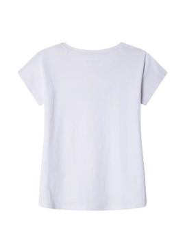 Camiseta Pepe Jeans Nuria branca para menina.