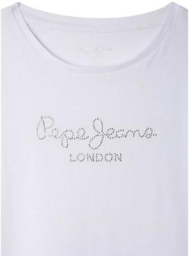 Camiseta Pepe Jeans Nuria branca para menina.