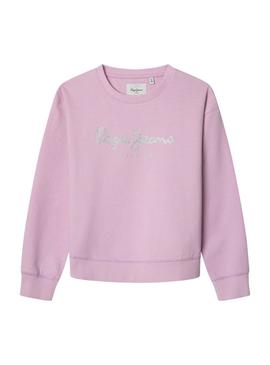 Moletom Pepe Jeans Hana crew rosa para menina.