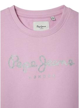 Moletom Pepe Jeans Hana crew rosa para menina.