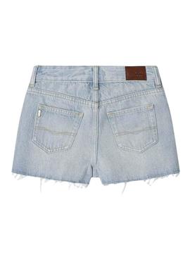 Shorts Pepe Jeans A-Line em denim azul para menina.