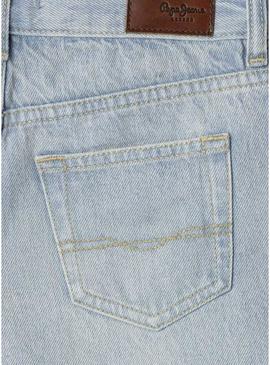Shorts Pepe Jeans A-Line em denim azul para menina.
