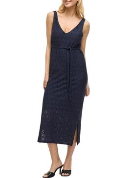 Vestido Vila Vimalina azul marinho para mulher