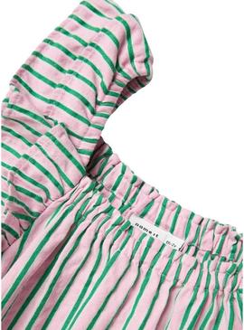 Vestido Name It Filone listrado rosa para menina