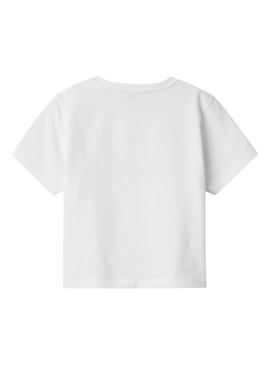 Camiseta Name It Frejane regular branca para criança.