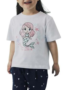 Camiseta Name It Frejane regular branca para criança.