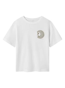 Camiseta Name It Zoko Regular branca para menino.
