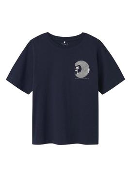 Camiseta Name It Zoko regular azul marino para crianças.