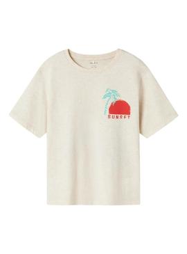 Camiseta Name It Femmin regular bege para menino.