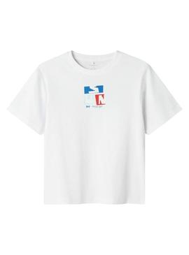 Camiseta Name It Femmin regular branco para menino.