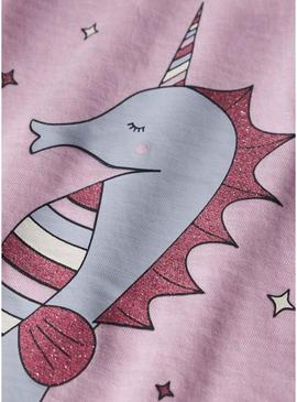 Camiseta Name It Frajane rosa para menina.