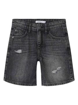 Nome Bermuda Name It Silas Loose denim preto para menino.