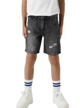 Nome Bermuda Name It Silas Loose denim preto para menino.